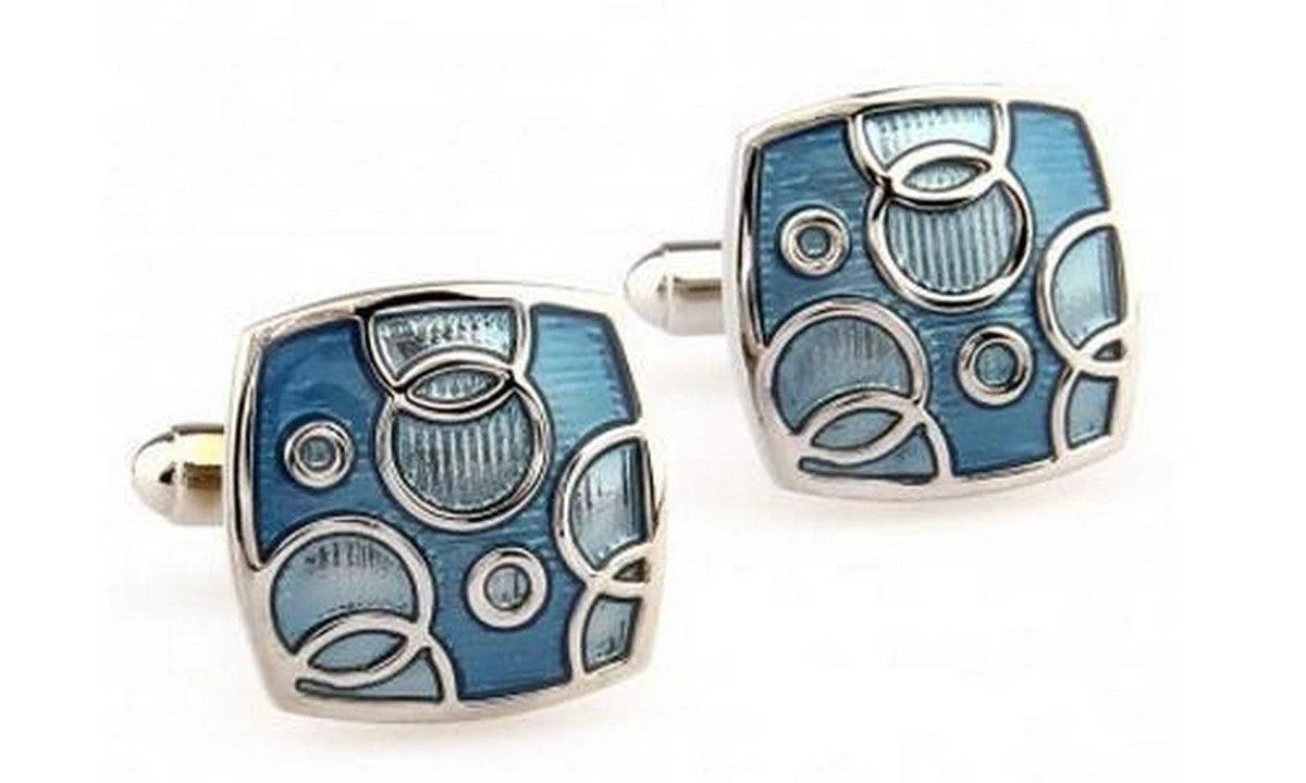 turquoise and blue bubble design cufflinks by Frederick Thomas Handmade Mens Ties