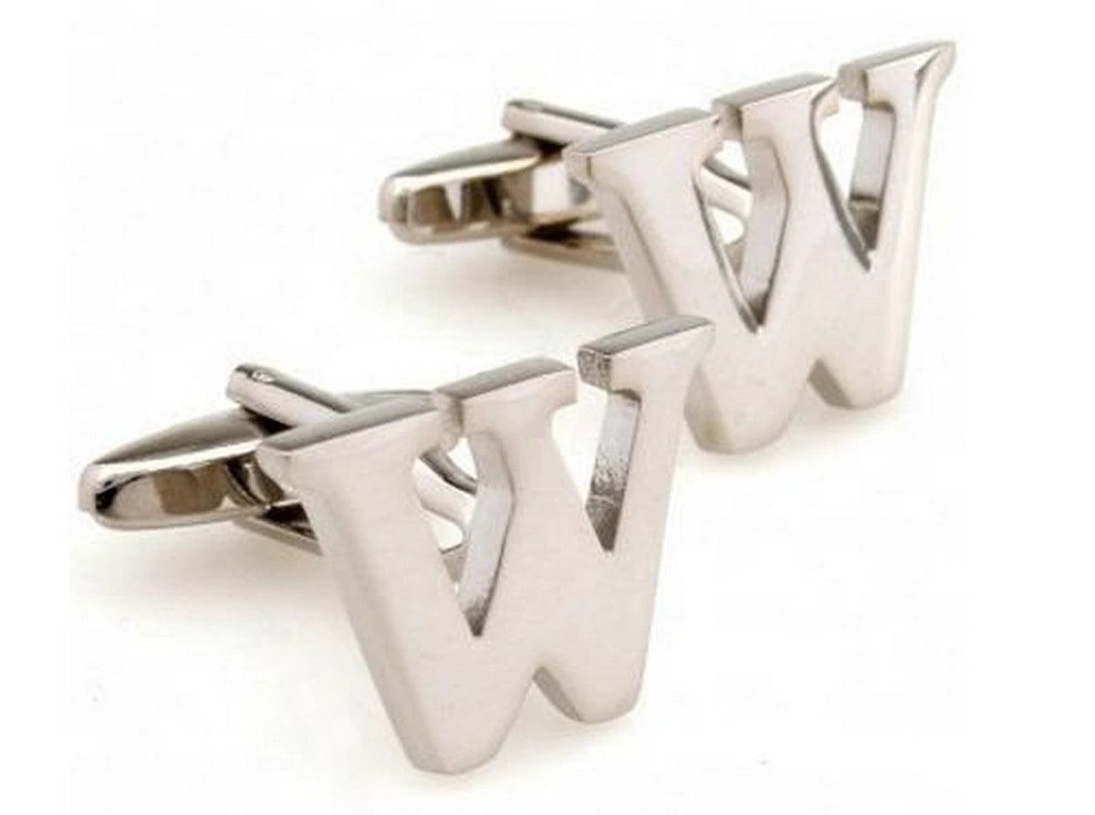 silver letter W design cufflinks by Frederick Thomas Handmade Mens Ties