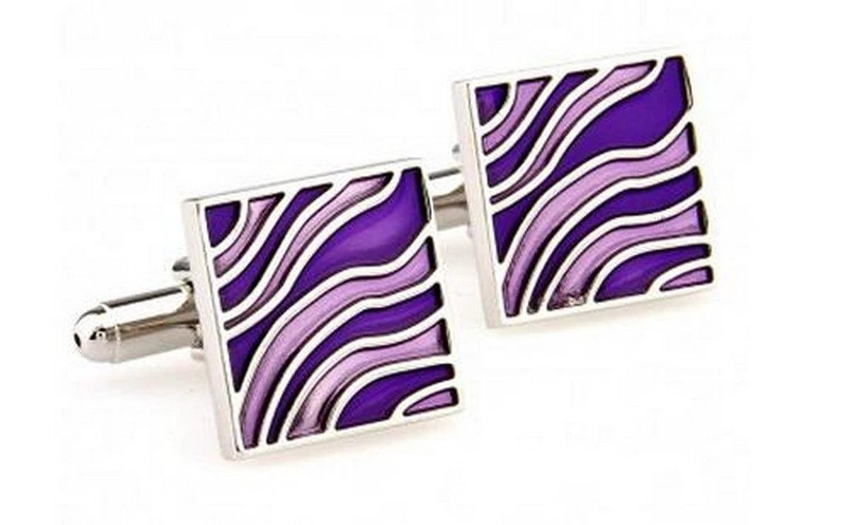 purple wavy design cufflinks by Frederick Thomas Handmade Mens Ties