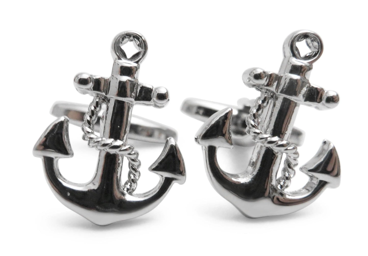 silver nautical anchor cufflinks by Frederick Thomas Handmade Mens Ties