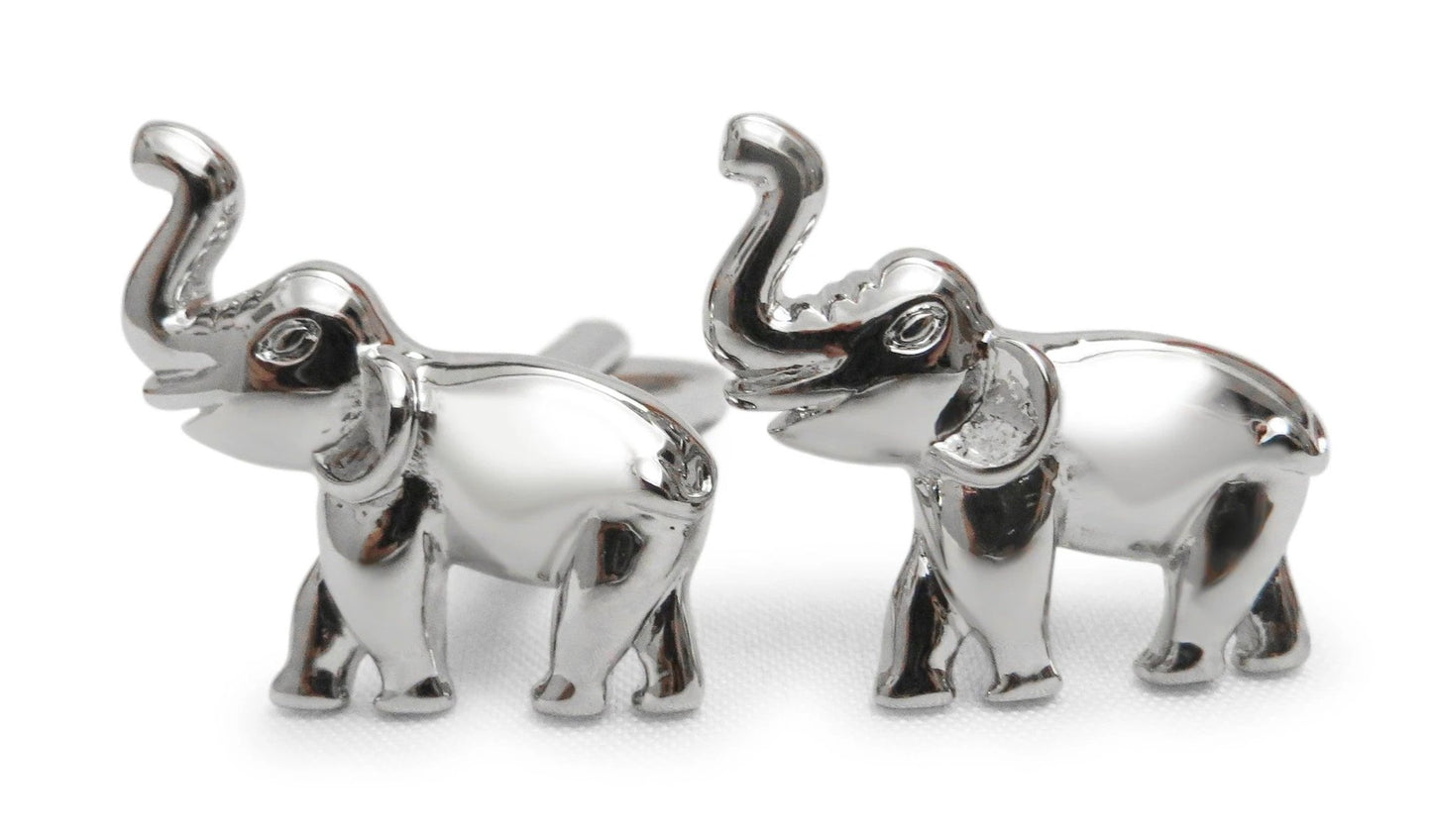 silver elephant cufflinks by Frederick Thomas Handmade Mens Ties