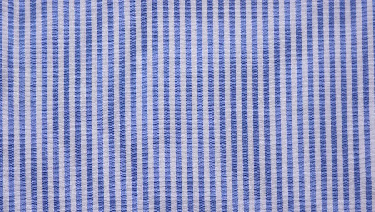 WH Taylor Shirtmakers Blue Bengal Stripe Poplin Men's Bespoke Shirt by whtshirtmakers.com