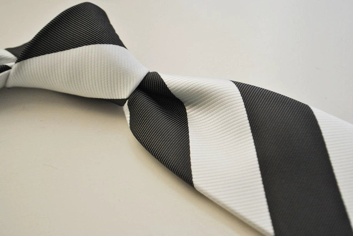 black and white barber striped tie by Frederick Thomas Handmade Mens Ties
