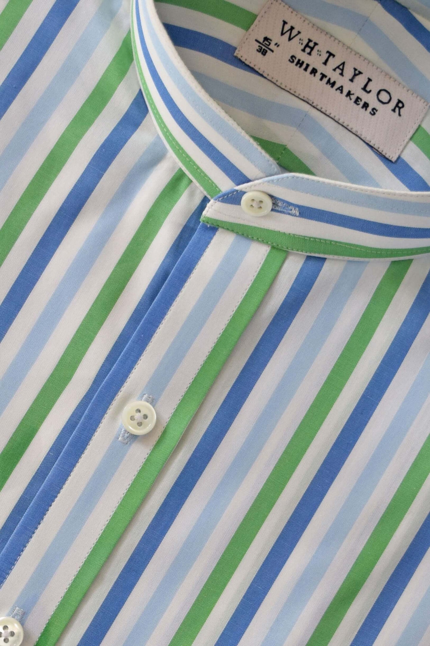 Blue Sky & Green Candy Stripe Men's Bespoke Shirt
