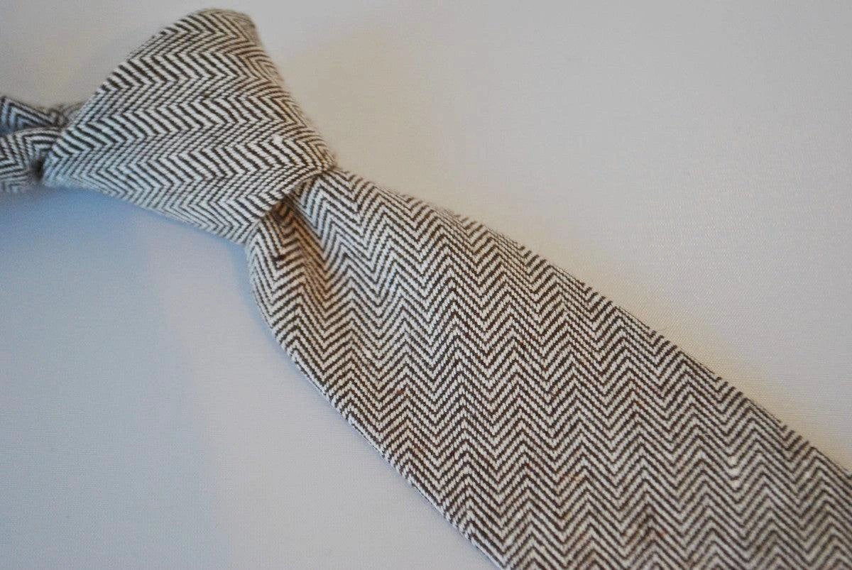 Frederick Thomas Brown Herringbone Skinny Tweed Wool Tie - Handmade Luxury for the Discerning Professional Man by Frederick Thomas Handmade Mens Ties