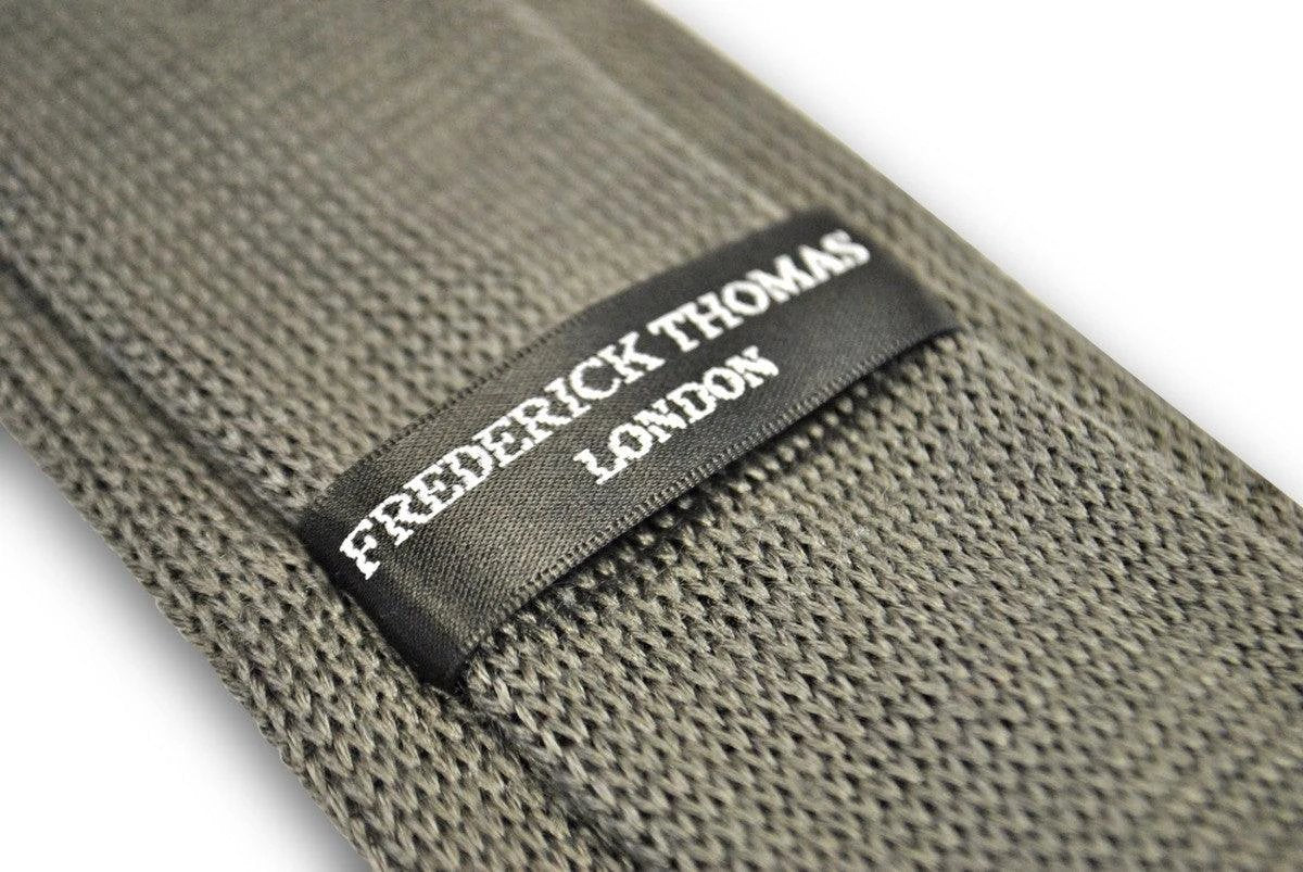 grey cable knit skinny tie by Frederick Thomas Handmade Mens Ties