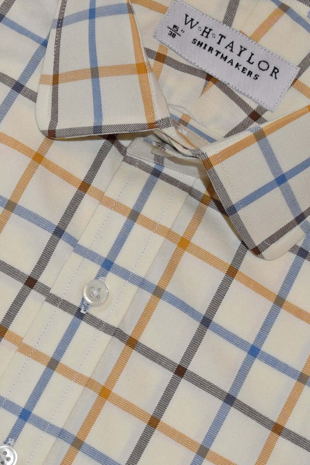 Blue, Brown & Tan Tattersall Check Poplin Men's Bespoke Shirt - Luxurious Lightweight Fabric For Sharp Everyday Style by whtshirtmakers.com