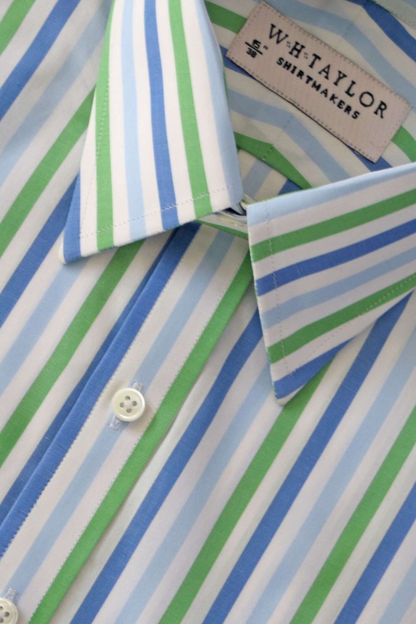 Blue Sky & Green Candy Stripe Men's Bespoke Shirt