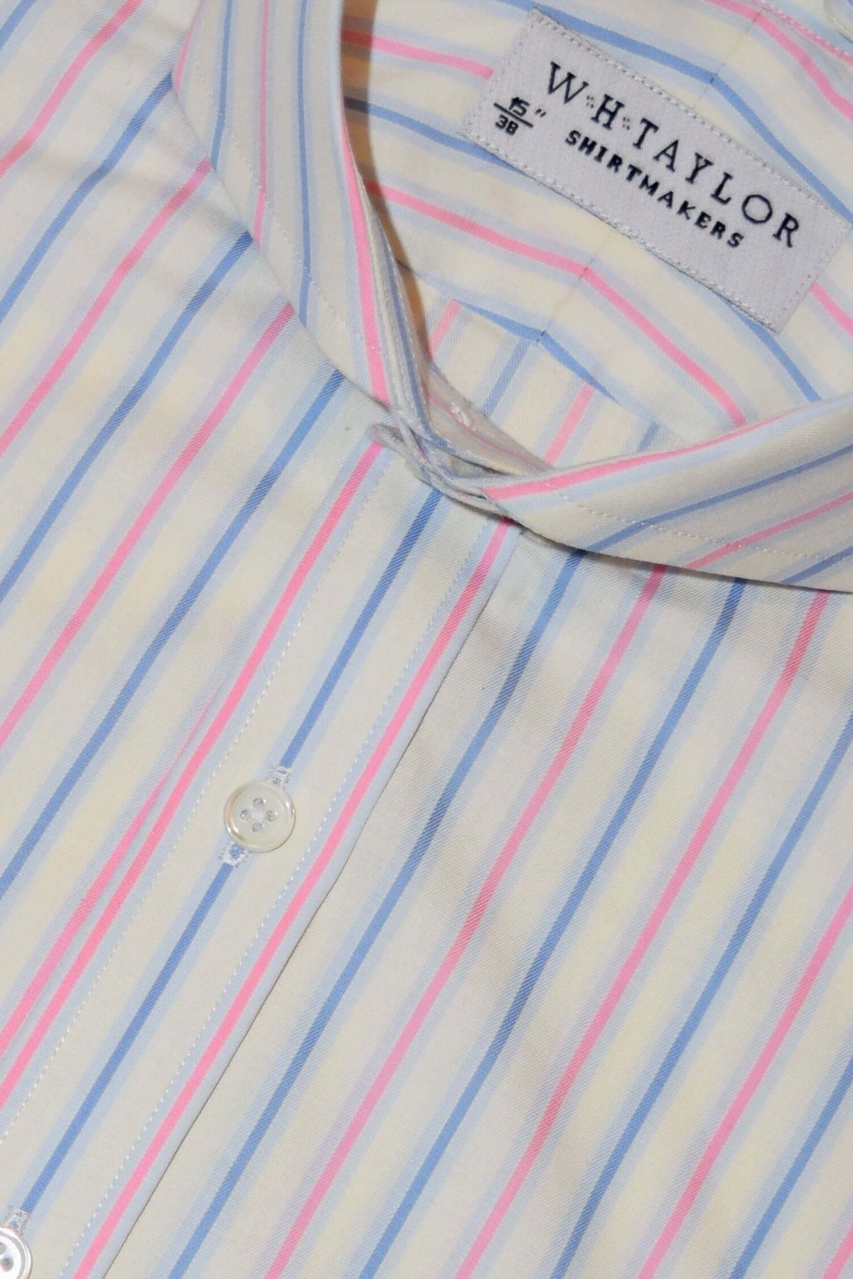Blue & Pink Shadow Stripe Oxford Men's Bespoke Shirt by whtshirtmakers.com