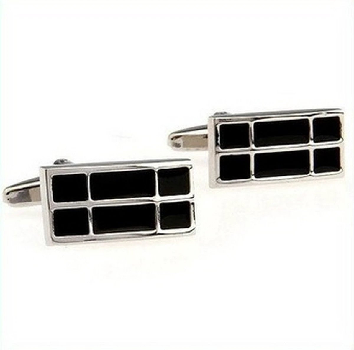 black and silver patterned cufflinks by Frederick Thomas Handmade Mens Ties
