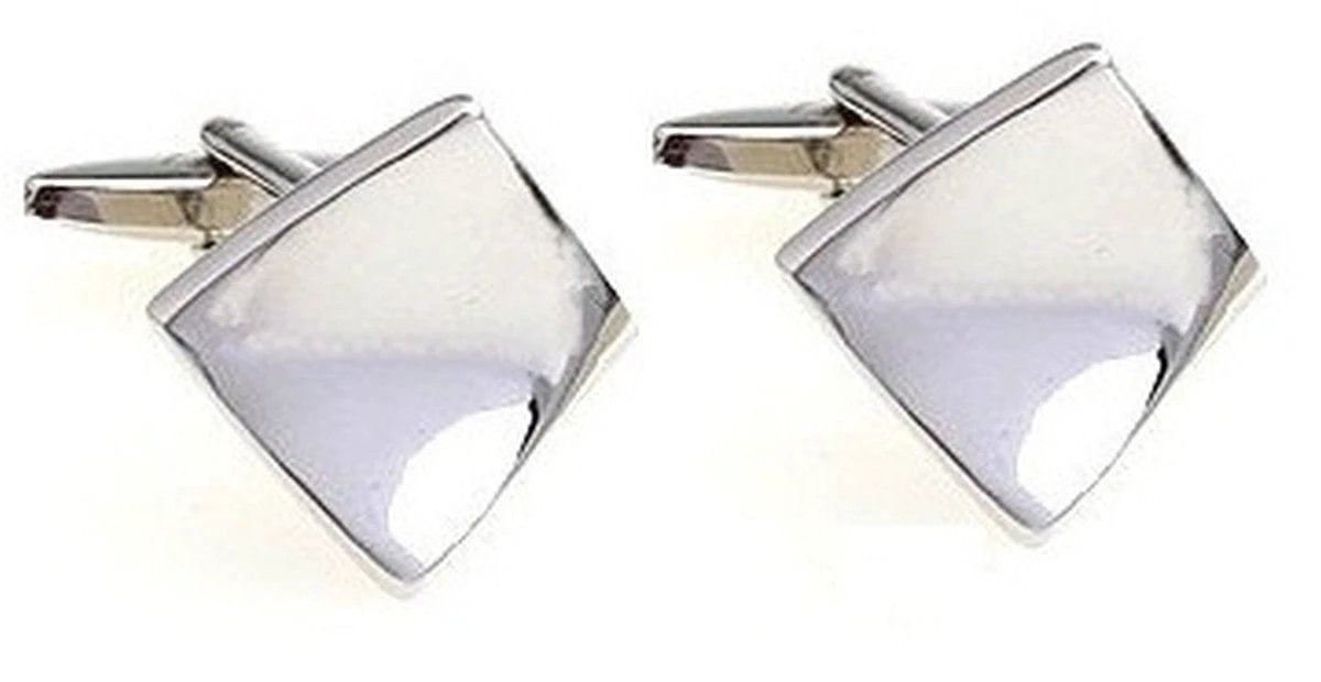 curved edge silver square cufflinks by Frederick Thomas Handmade Mens Ties