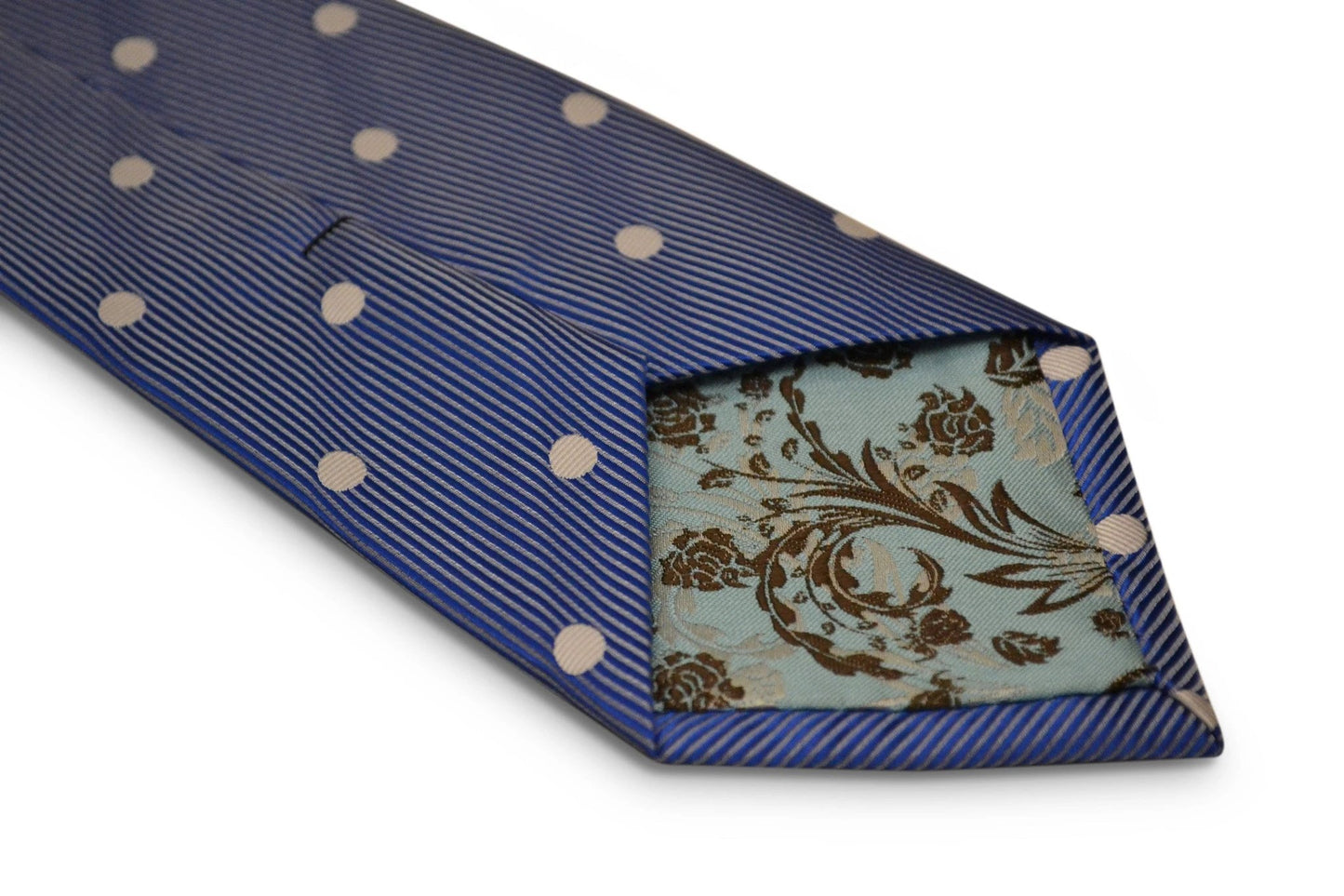 medium royal blue with white polka spot design by Frederick Thomas Handmade Mens Ties