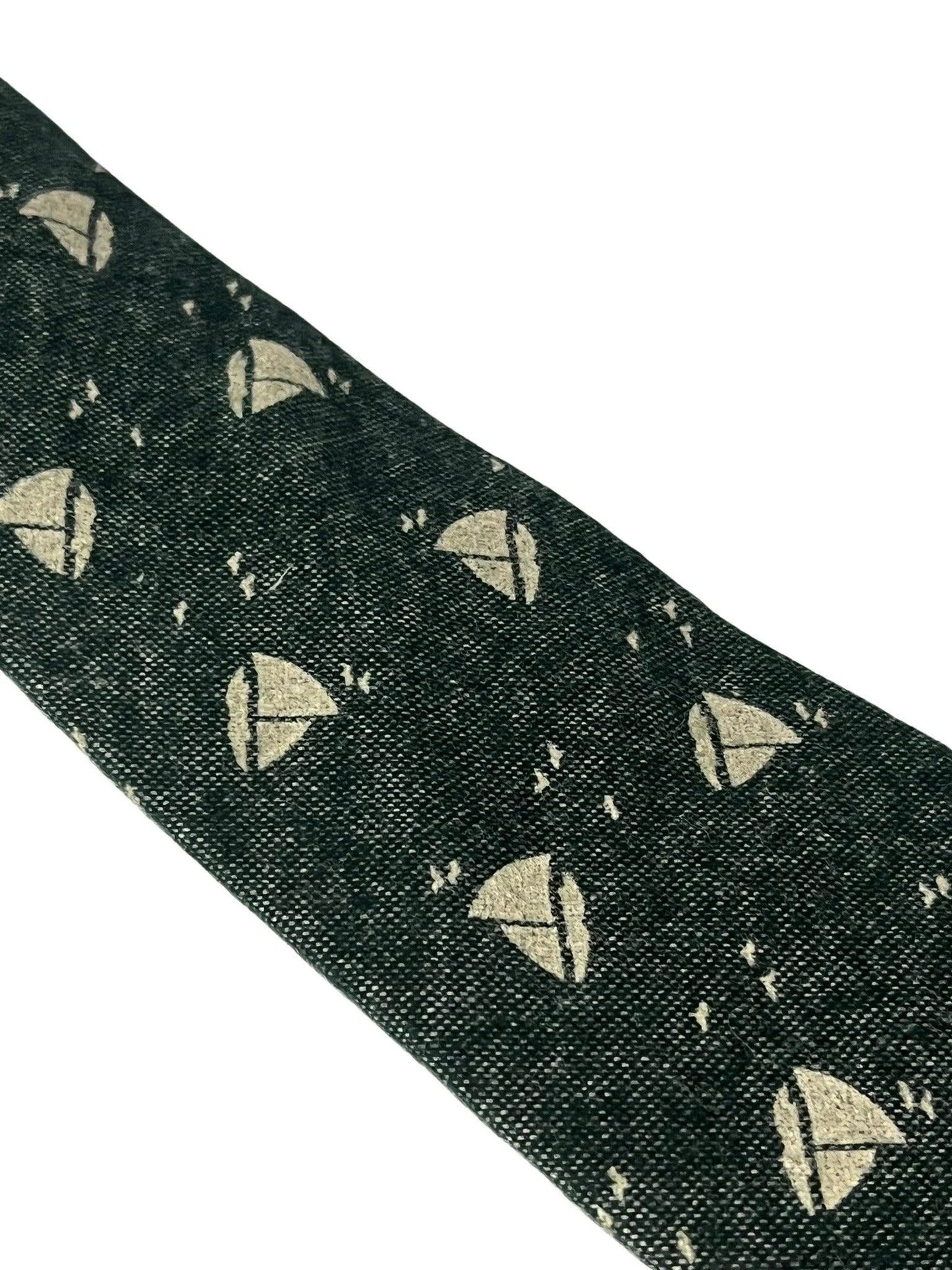 dark forest with cream sailing boat design cotton tie by Frederick Thomas Handmade Mens Ties
