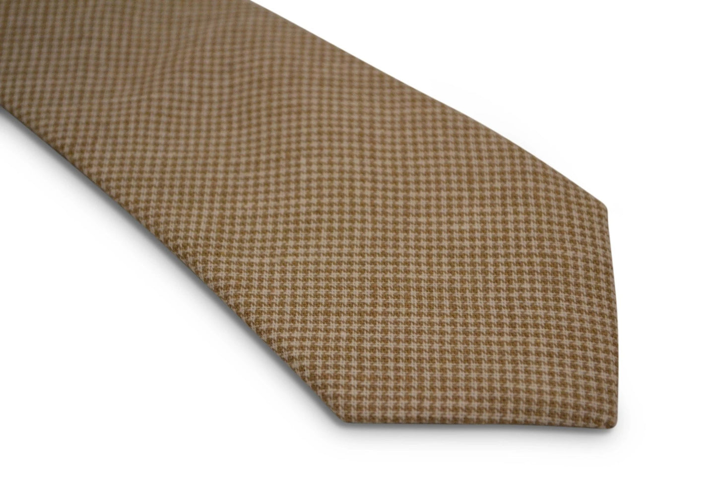 cream and light brown dogtooth design cotton tie by Frederick Thomas Handmade Mens Ties