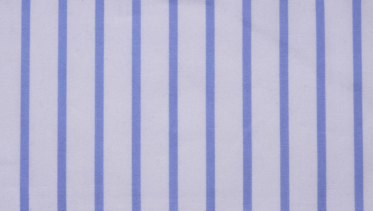 WH Taylor Shirtmakers Blue & White Wide Pinstripe Poplin Men's Bespoke Shirt by whtshirtmakers.com