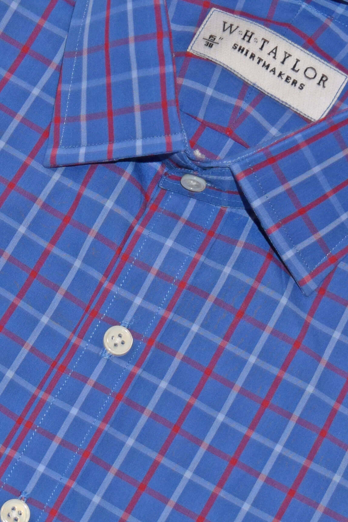 Blue and Red Plaid Check Twill Men's Bespoke Shirt - Contemporary Take on a Timeless Pattern for Versatile Styling by whtshirtmakers.com