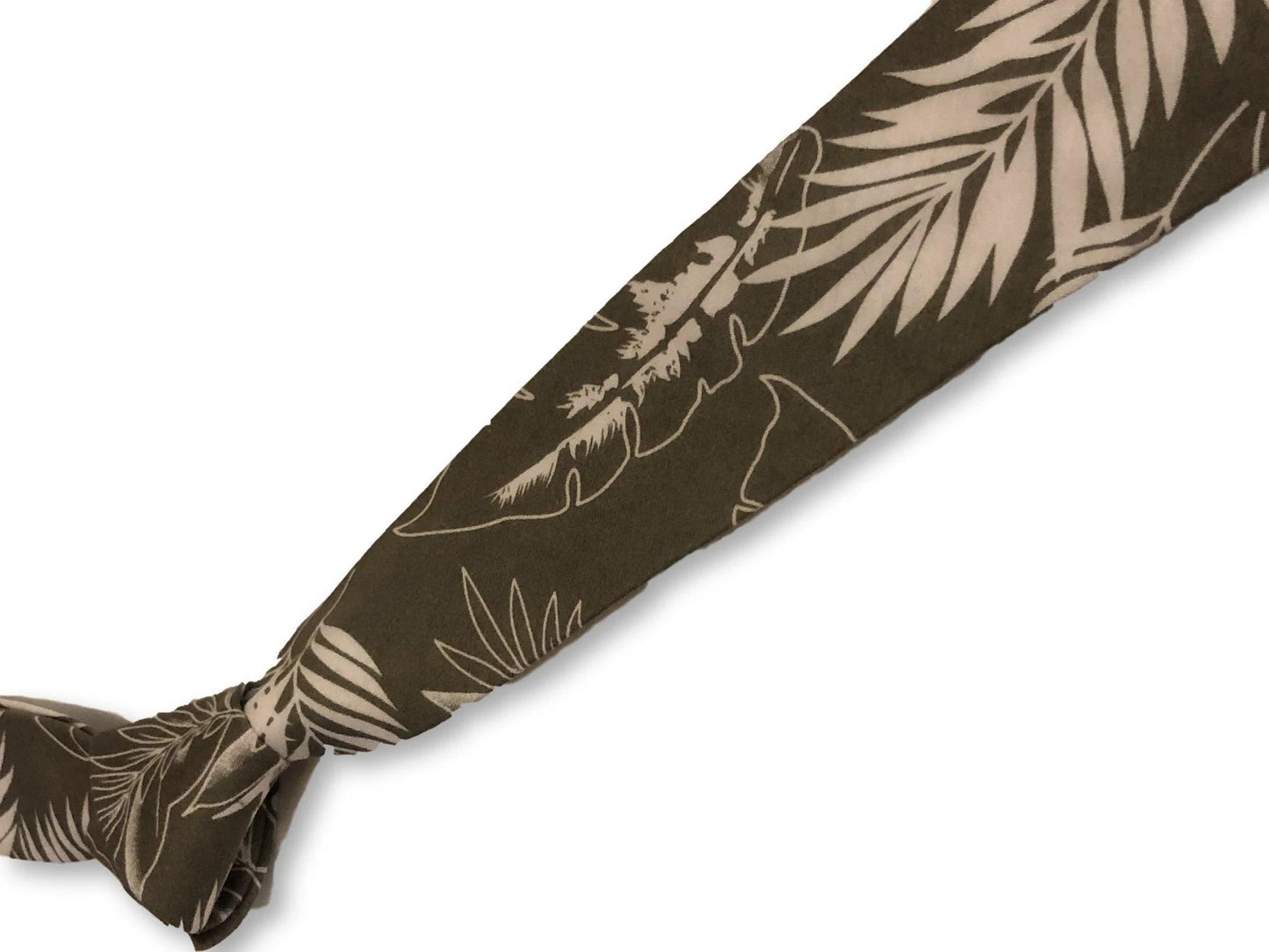 Khaki Green Cotton Tie With Nature Palm Leaf Design - Handcrafted By Frederick Thomas For Subtle Professional Elegance by Frederick Thomas Handmade Mens Ties