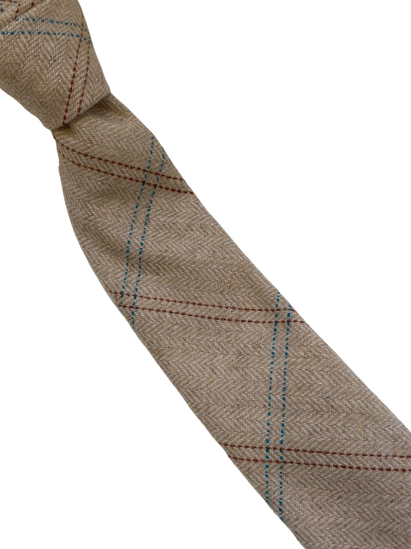 light brown check tweed style wool tie by Frederick Thomas Handmade Mens Ties