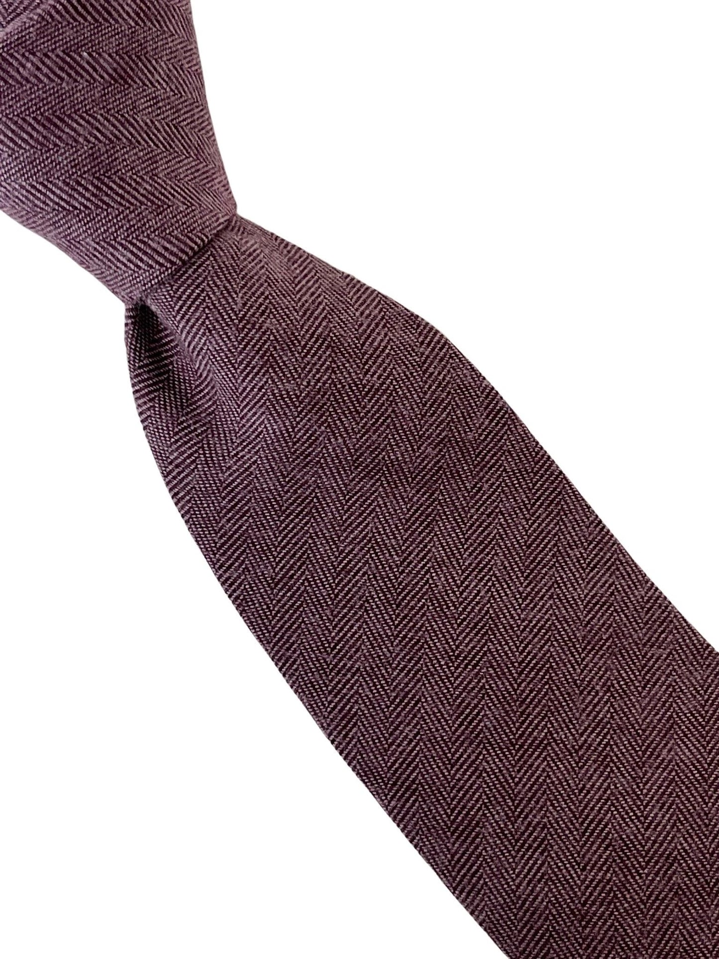 Maroon Purple Herringbone Cotton Men's Tie - Handmade Statement Piece In Rich Maroon Purple That Shifts In Light by Frederick Thomas Handmade Mens Ties