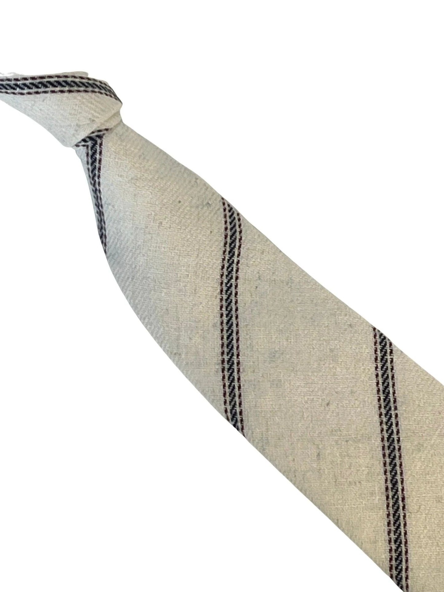 Ivory Cream Cotton Tie - Navy And Fine Red Stripe Design, Handmade By Frederick Thomas For The Luxury Professional by Frederick Thomas Handmade Mens Ties