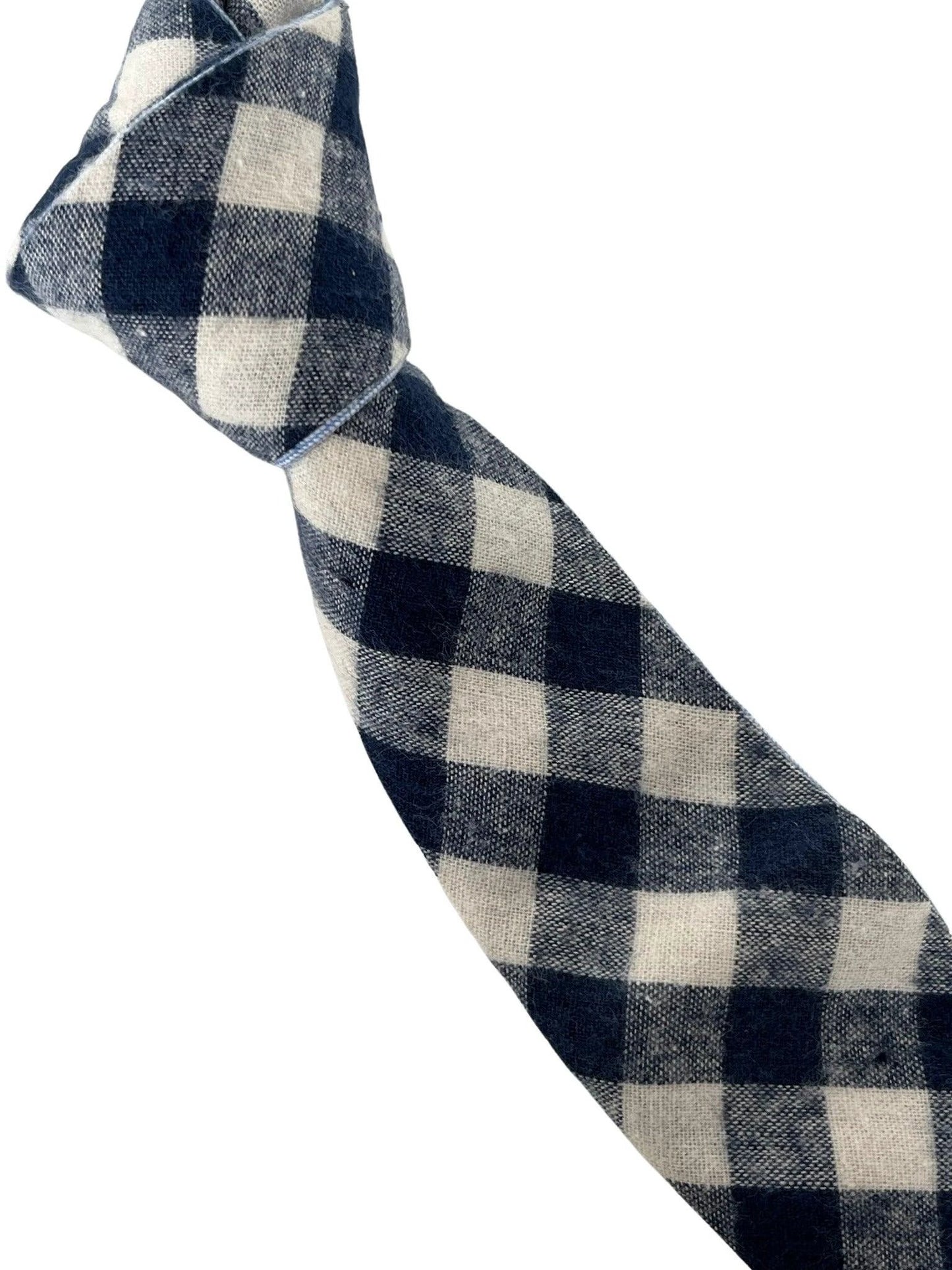 Navy Blue And White Cotton Gingham Tie Handmade 6cm Blade 147cm by Frederick Thomas Handmade Mens Ties