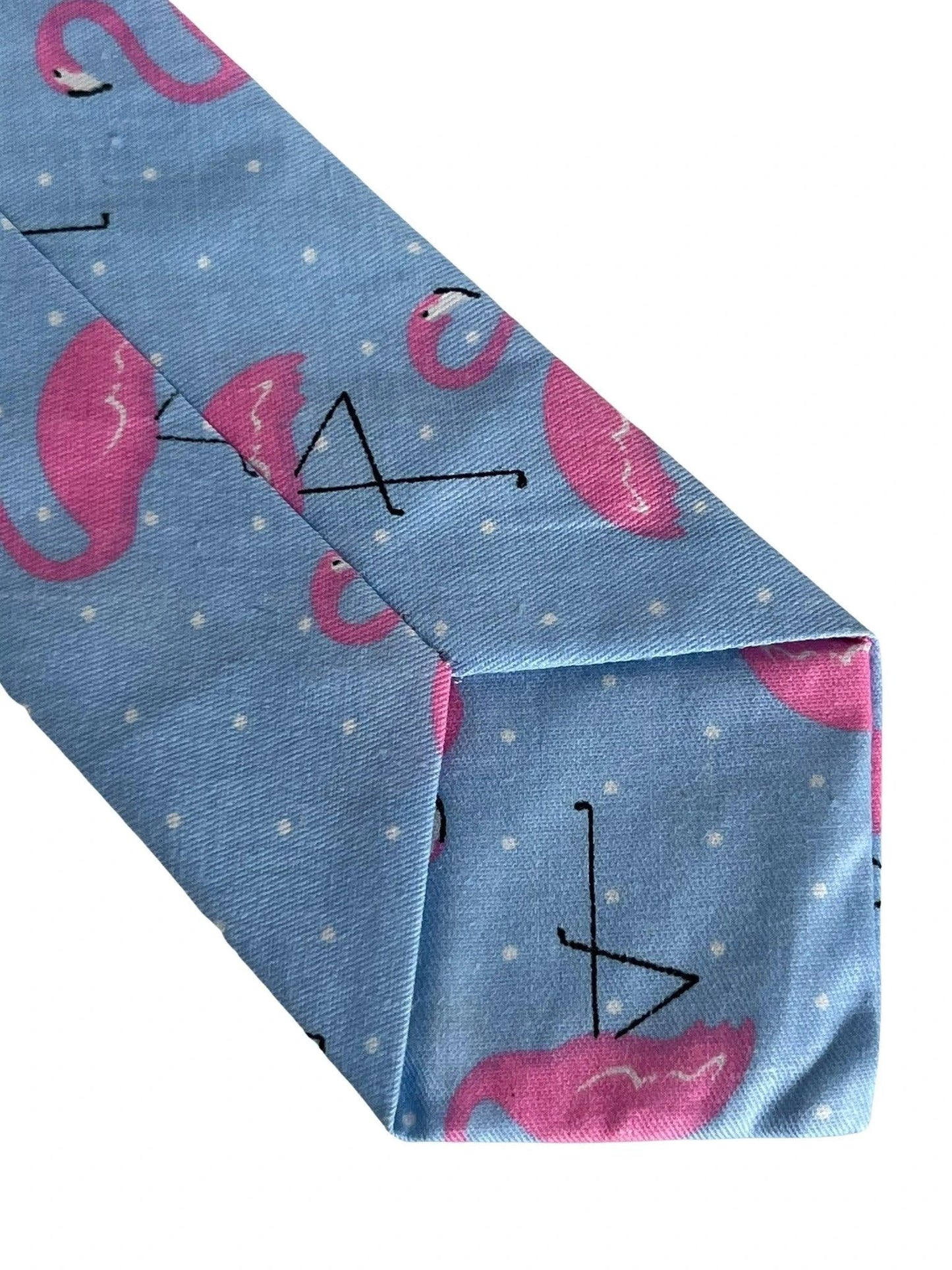 Children's Light Blue Cotton Tie with Pink Flamingo Design by Frederick Thomas Handmade Mens Ties