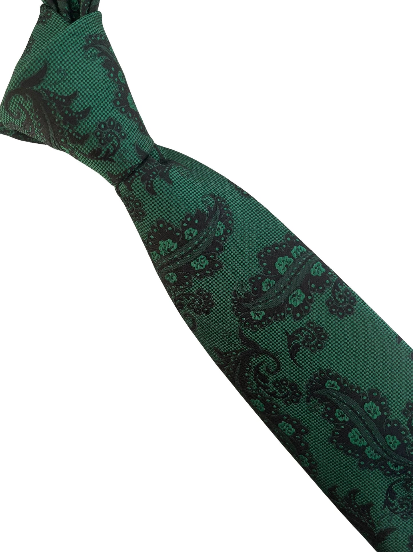 Jade, emerald green and black paisley classic tie by Frederick Thomas Handmade Mens Ties