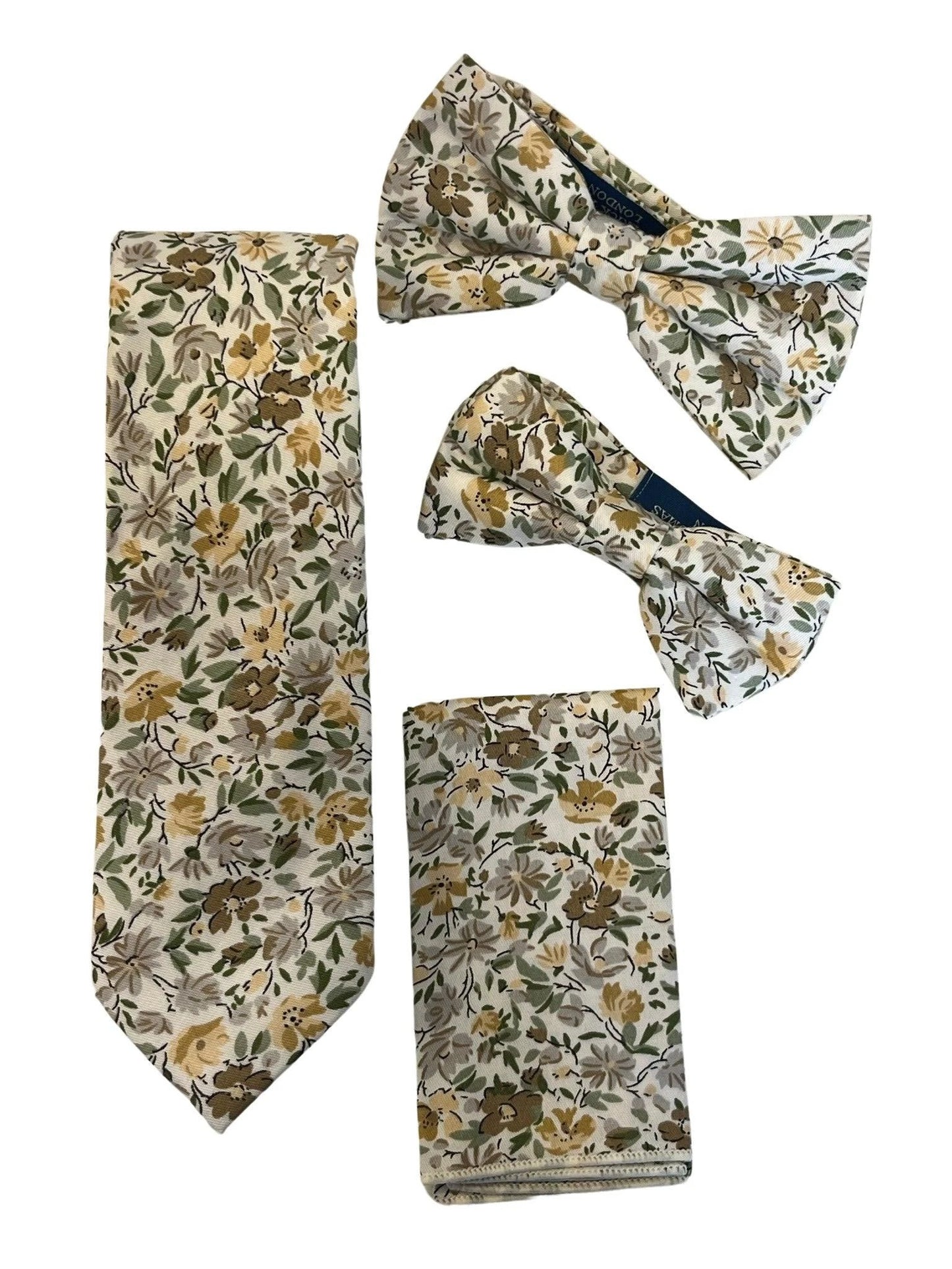 Ivory cotton English wildflower garden design cotton pocket square by Frederick Thomas Handmade Mens Ties