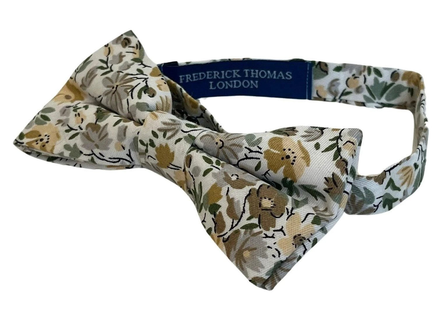 ivory cotton english wildflower garden design cotton bow tie by Frederick Thomas Handmade Mens Ties