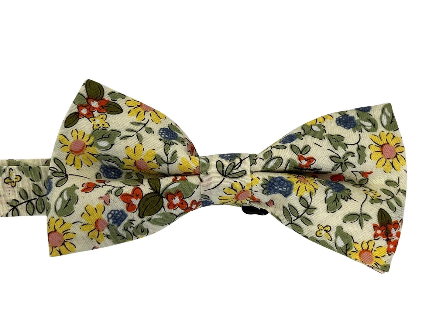 English yellow wildflower floral garden adult cotton bow tie by Frederick Thomas Handmade Mens Ties