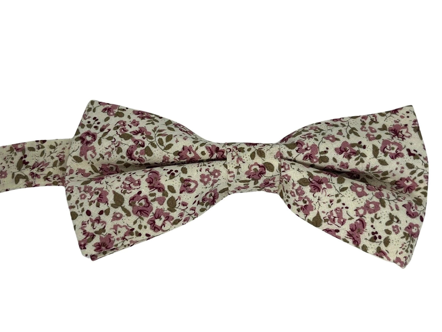 English Pink Red Floral Wildflower Garden Adult Cotton Bow Tie - Soft Cotton Comfort for Formal Wear by Frederick Thomas Handmade Mens Ties