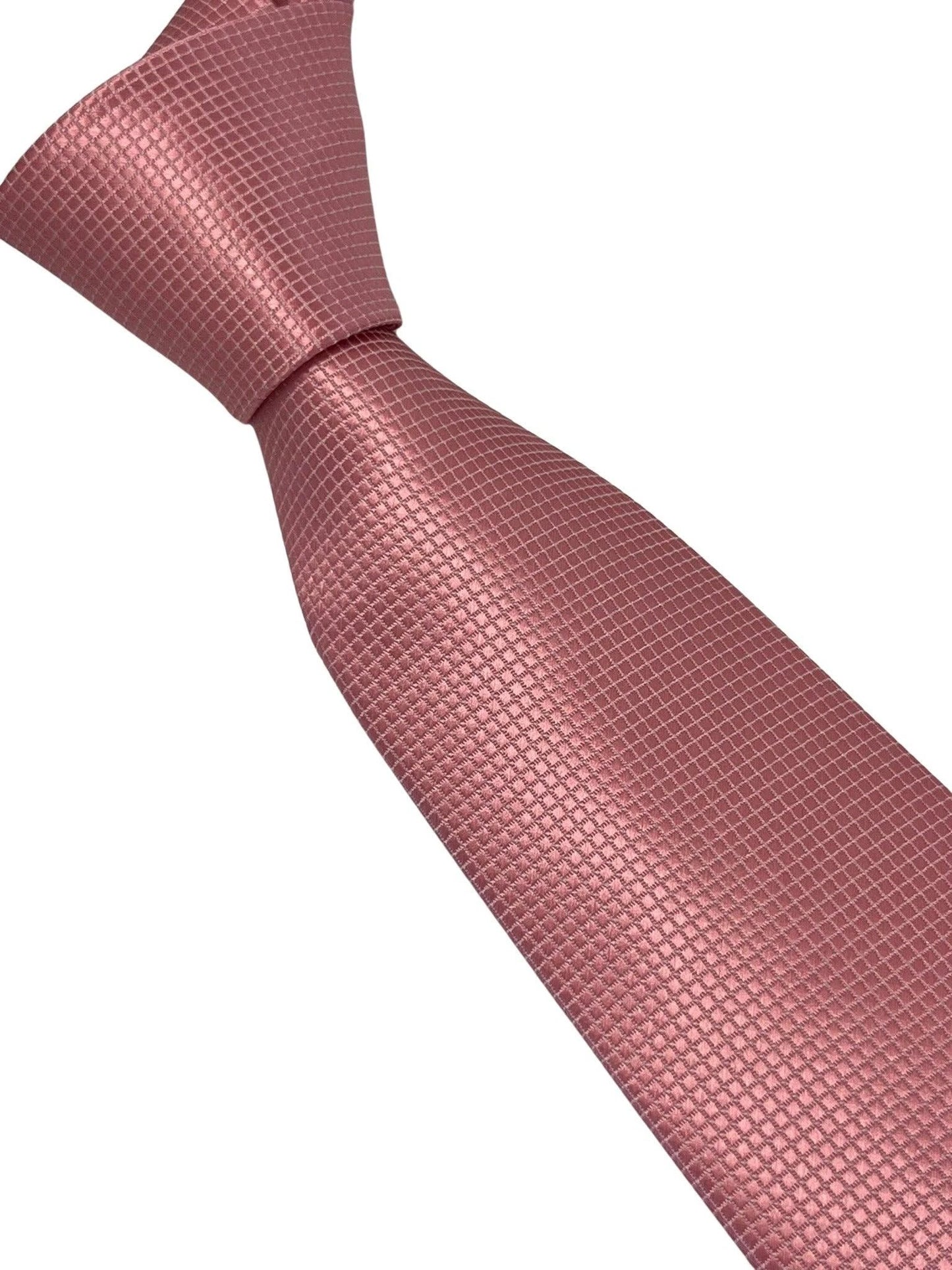 baby light pink tie with subtle squared pattern by Frederick Thomas Handmade Mens Ties