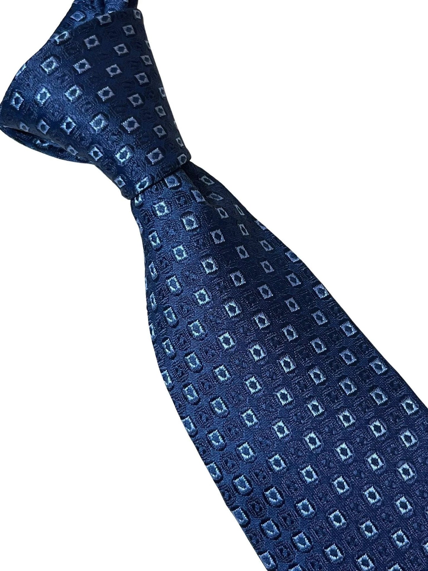 Dark Blue Navy Tie With Square Spotted Design - Handmade Craftsmanship For Subtle, Enduring Professional Style by Frederick Thomas Handmade Mens Ties