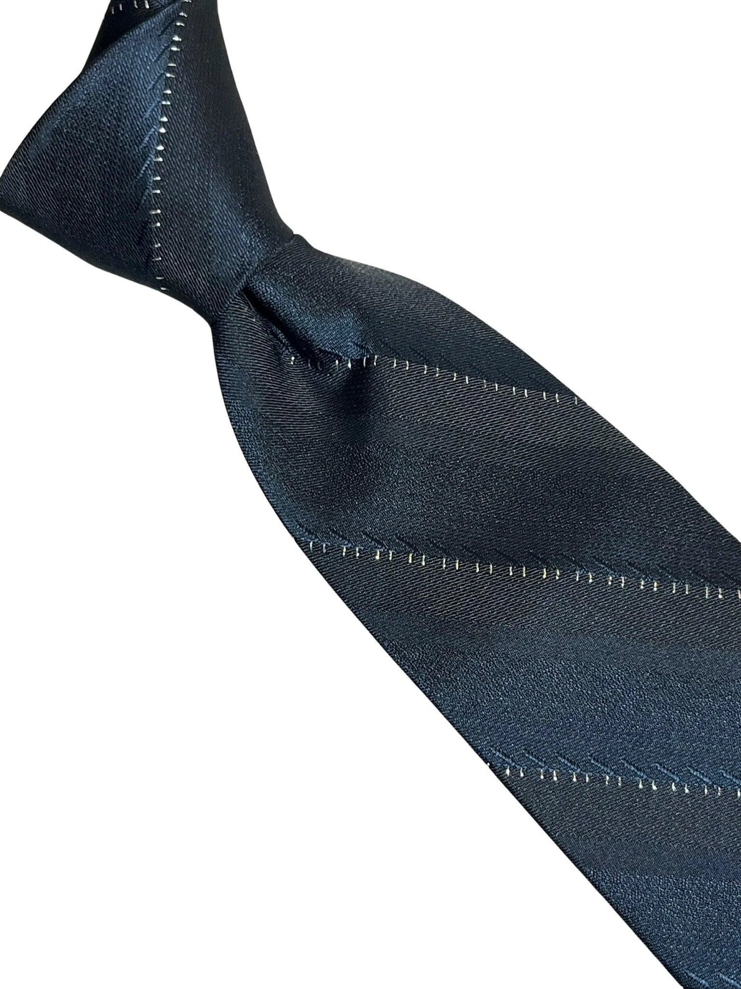 Black Tie With Fine Glitter Stripe - Handcrafted For The Luxury Professional Man by Frederick Thomas Handmade Mens Ties