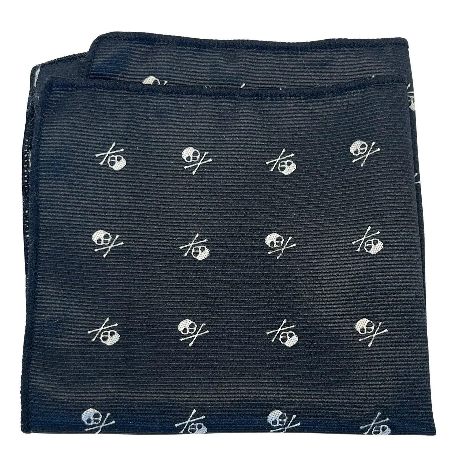 Black Pocket Square With Embroidered Skull Design - Handmade Frederick Thomas Accessory For A Bold Style Statement by Frederick Thomas Handmade Mens Ties