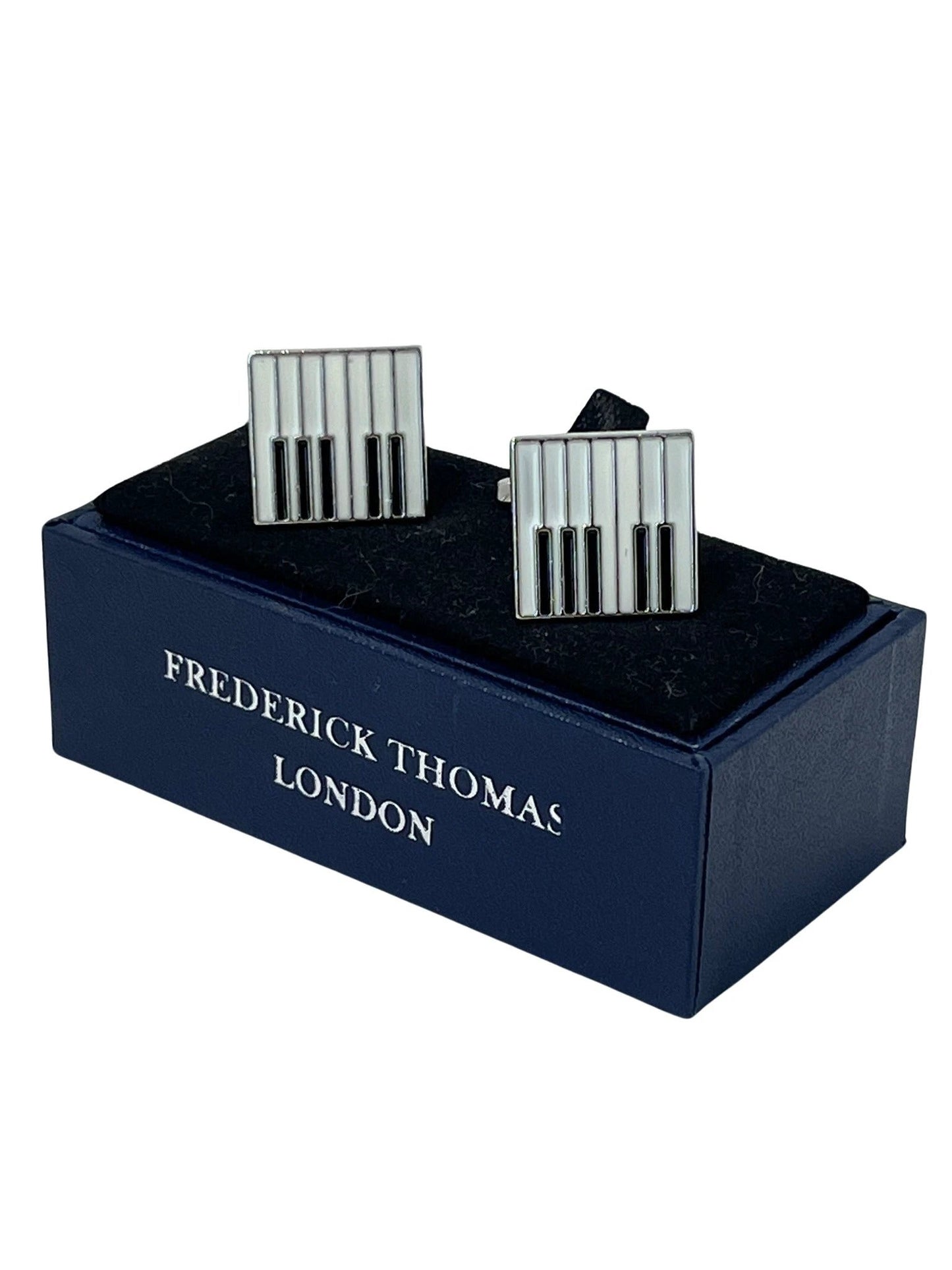 piano keys silver style cufflinks by Frederick Thomas Handmade Mens Ties