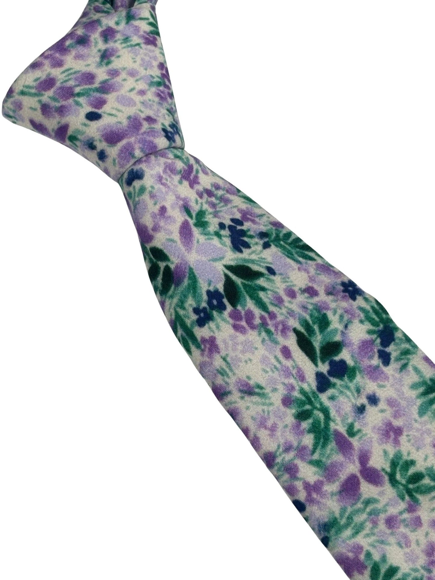 Lilac Light Purple Wildflower Watercolour English Meadow Floral Tie Handcrafted Painterly Meadow Design by Frederick Thomas Handmade Mens Ties