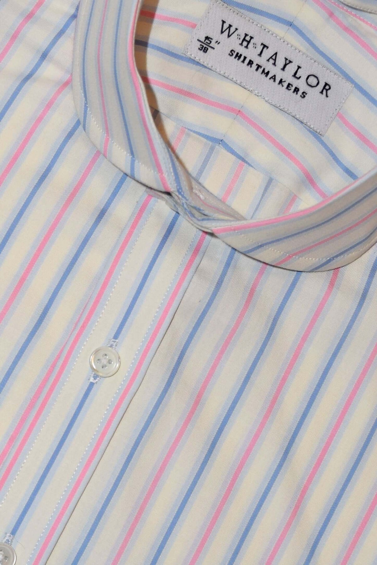 Blue & Pink Shadow Stripe Oxford Men's Bespoke Shirt by whtshirtmakers.com