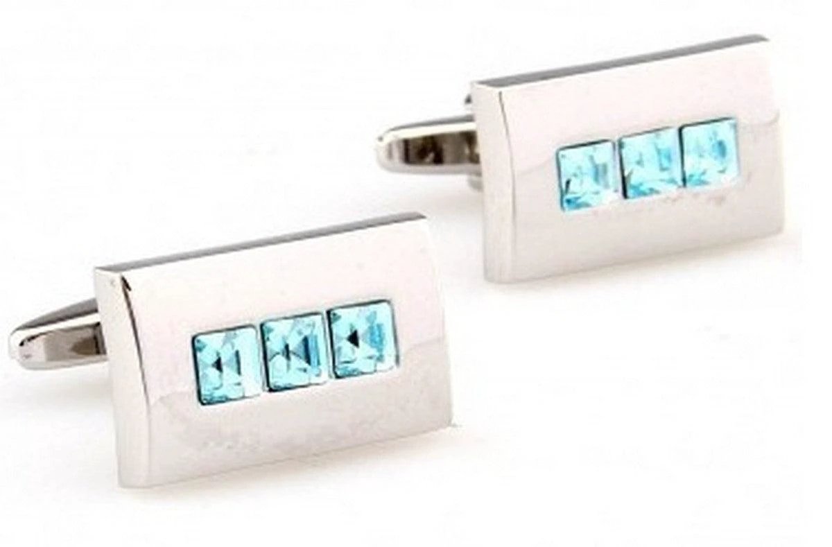 silver cufflinks with blue stones by Frederick Thomas Handmade Mens Ties