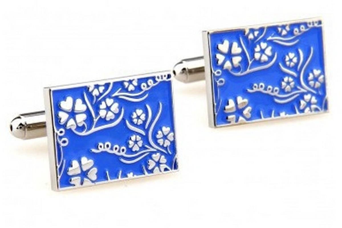blue floral cufflinks by Frederick Thomas Handmade Mens Ties