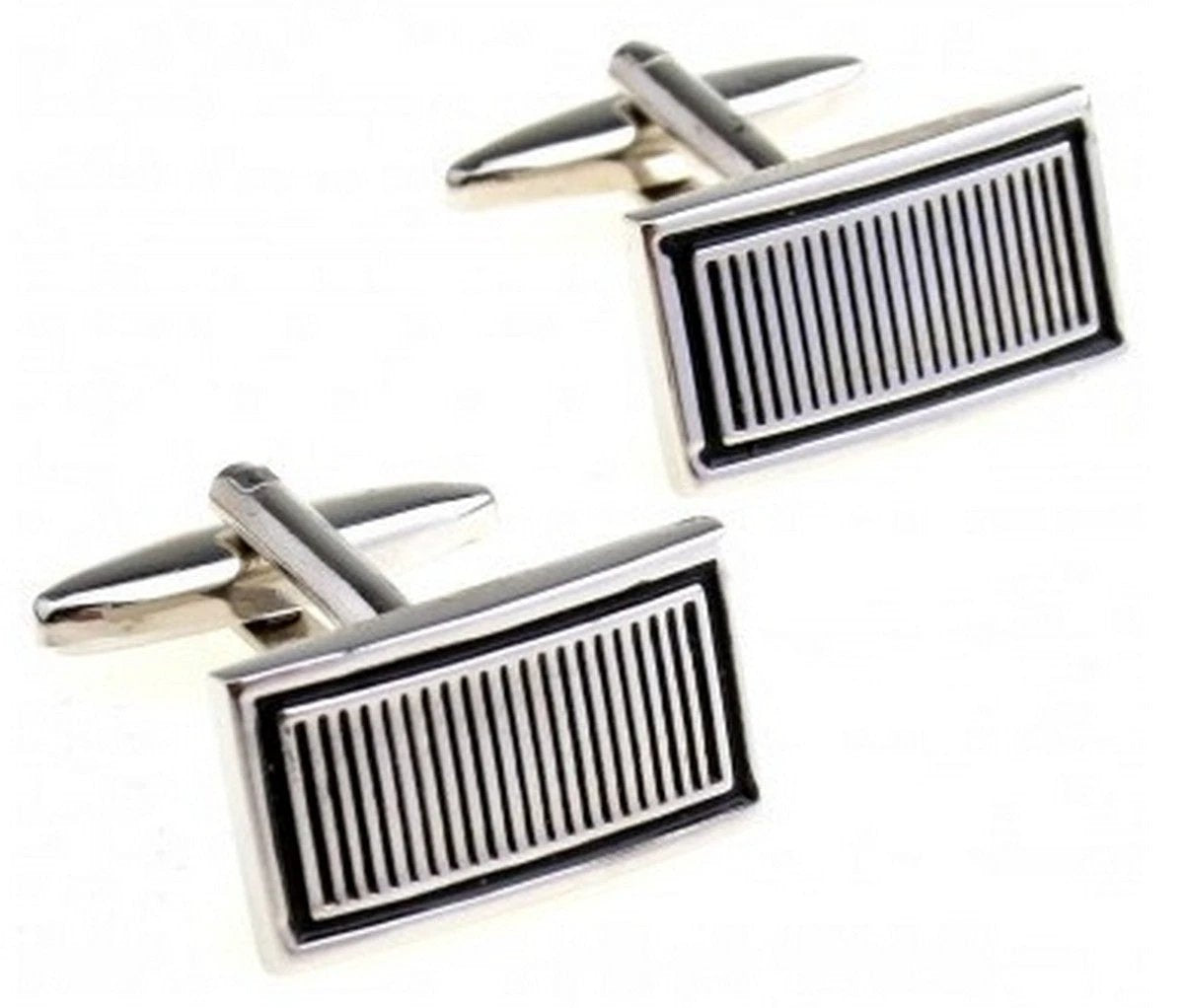 black and silver striped cufflinks by Frederick Thomas Handmade Mens Ties