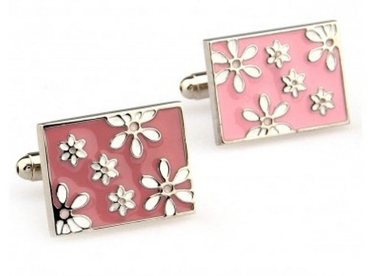 pink floral cufflinks by Frederick Thomas Handmade Mens Ties