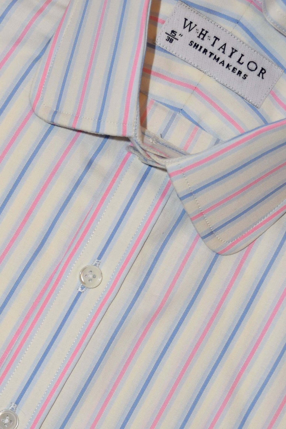 Blue & Pink Shadow Stripe Oxford Men's Bespoke Shirt by whtshirtmakers.com