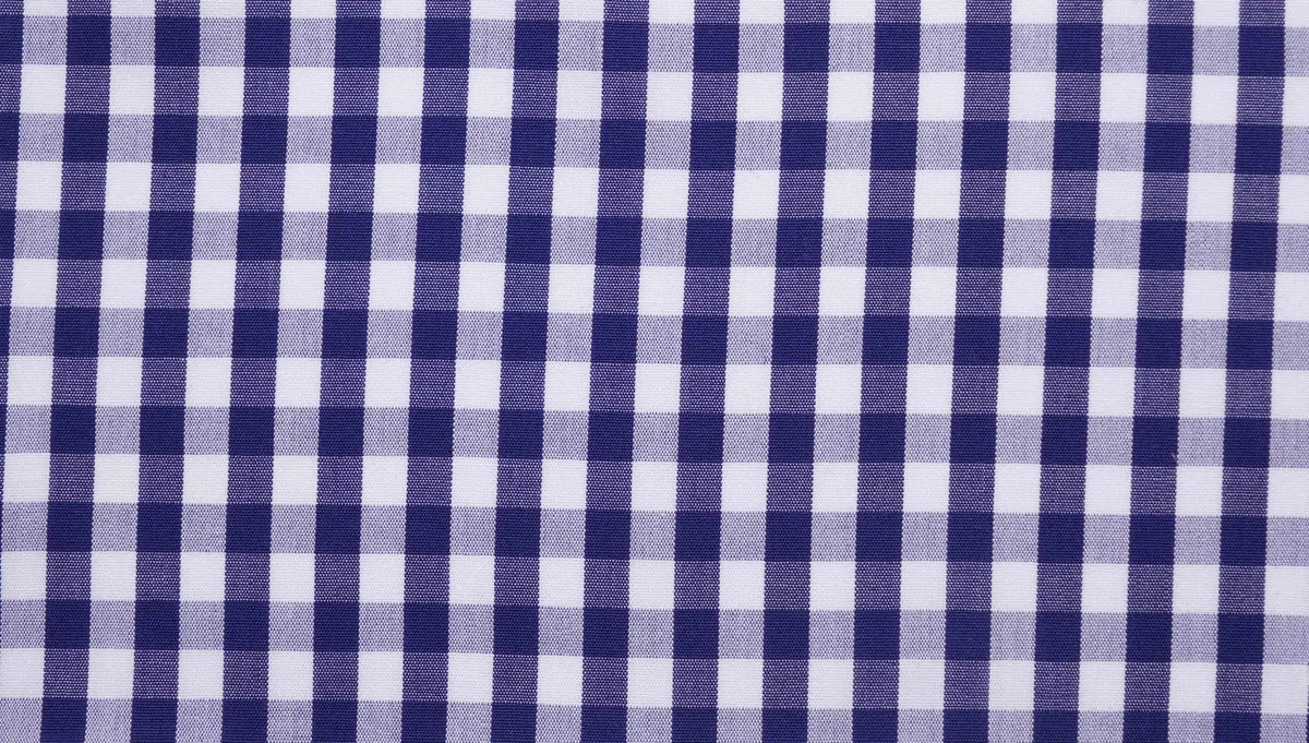 WH Taylor Shirtmakers Navy Gingham Check Poplin Men's Bespoke Shirt by whtshirtmakers.com