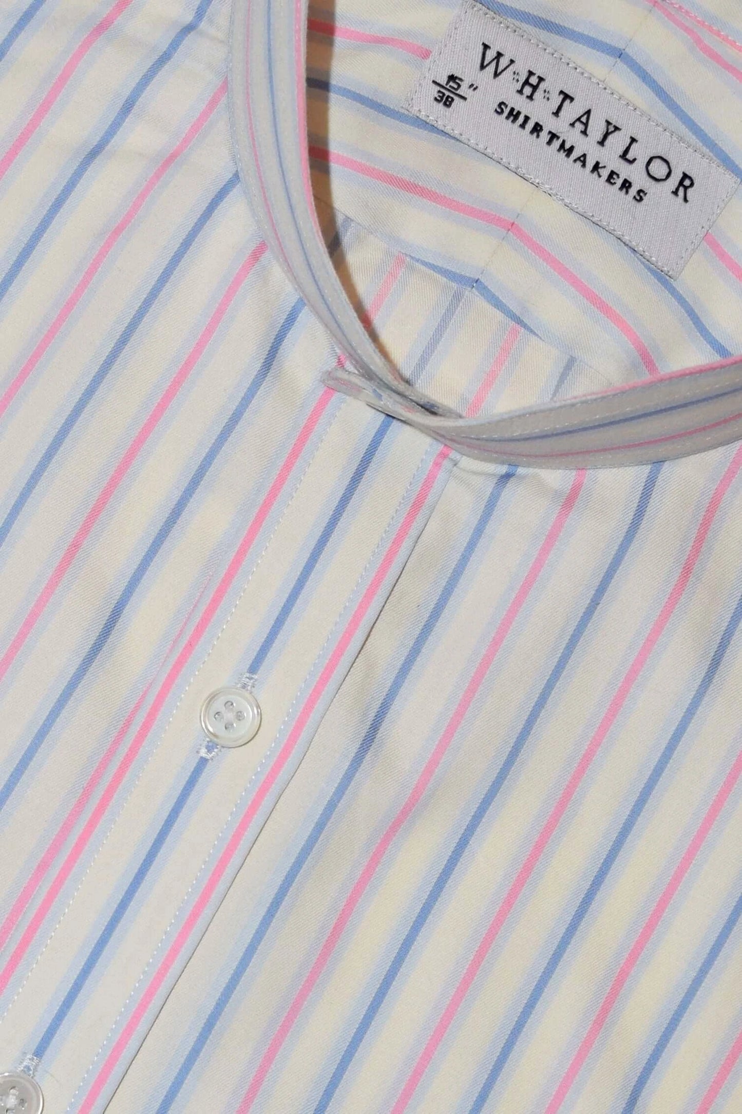Blue & Pink Shadow Stripe Oxford Men's Bespoke Shirt by whtshirtmakers.com