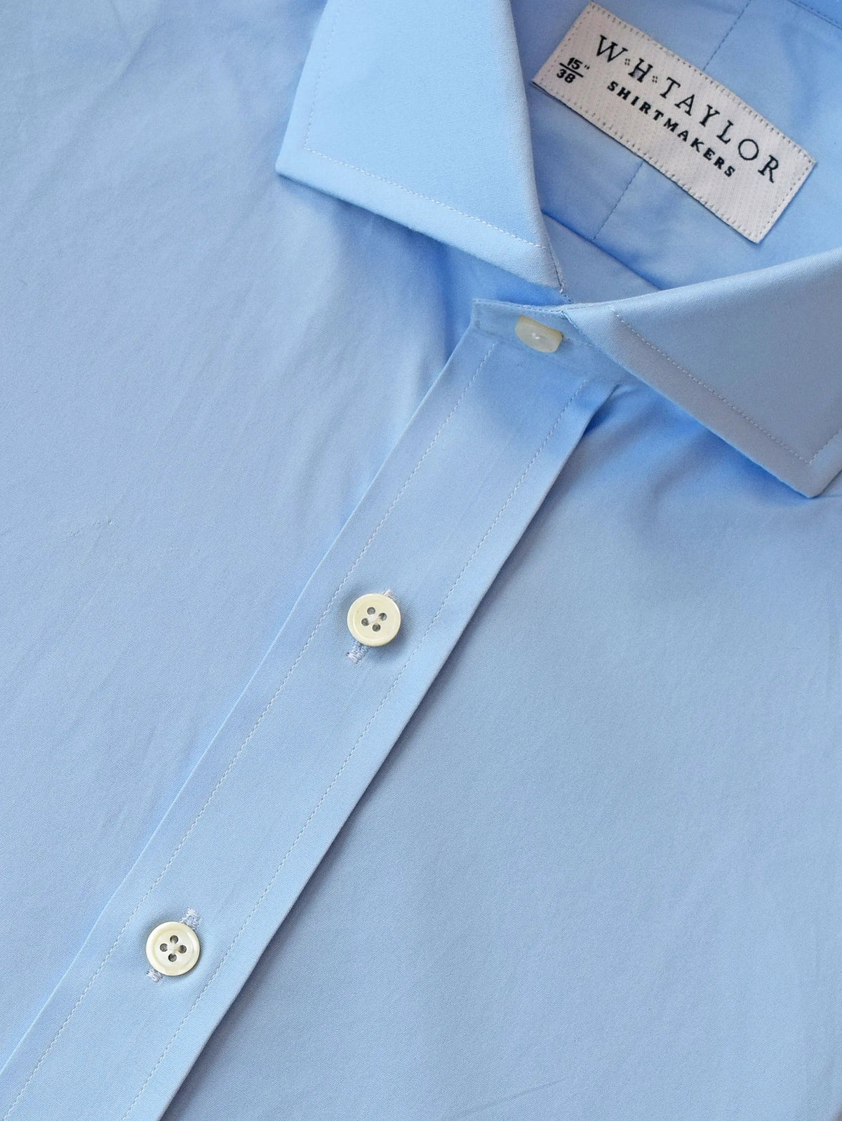 WH Taylor Shirtmakers Pack of Three Plain Sky Blue Poplin Men's Bespoke Shirt by whtshirtmakers.com