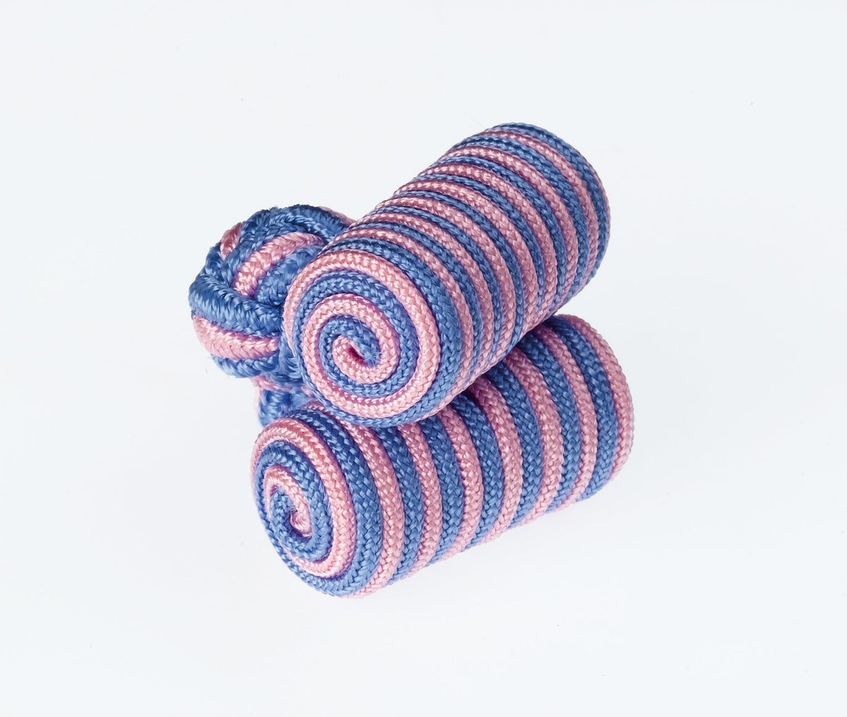Blue And Pink Striped Barrel Cufflinks For Formal Shirts by Ringhart Shirting Fabrics