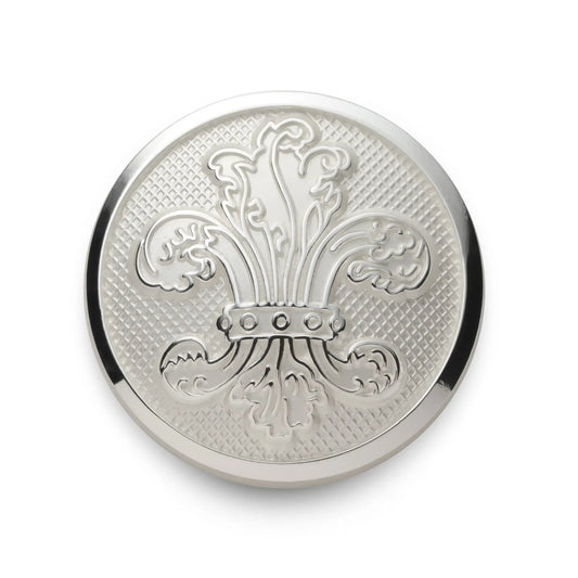 Fleur De Lys Blazer Button In Silver by Benson & Clegg