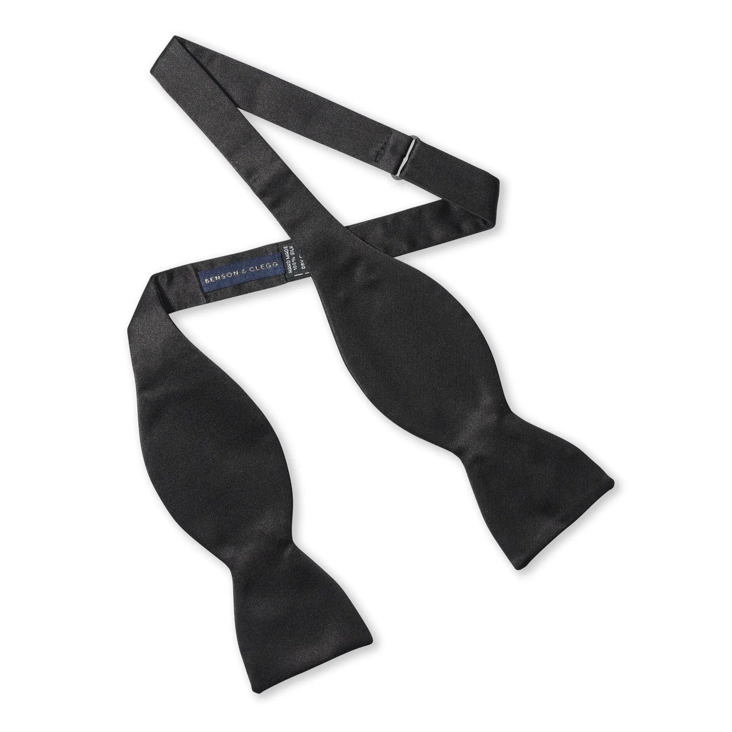 Black Satin Silk Self-Tie Bow Tie by Benson & Clegg