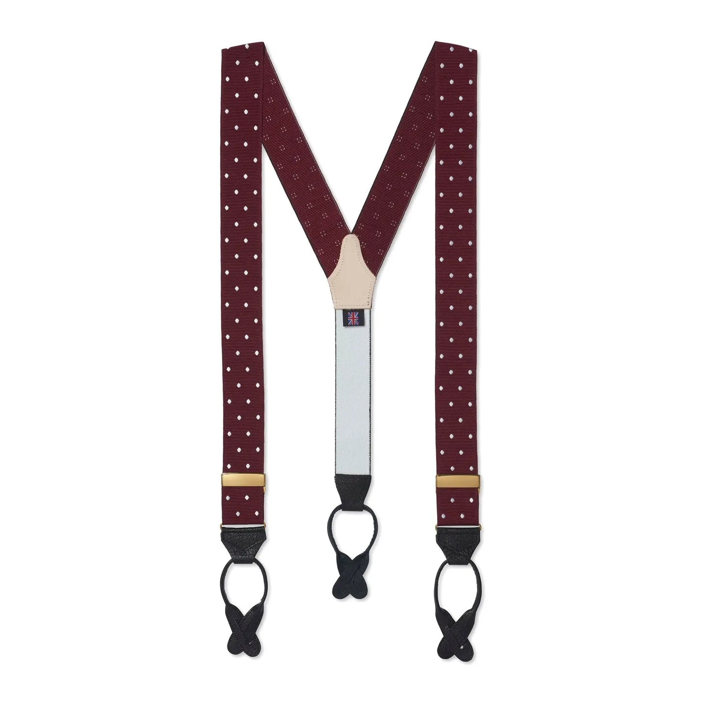 Wine & White Spot Moire Braces by Benson & Clegg